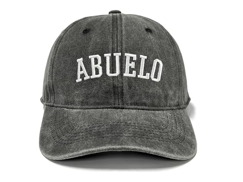 Family Titles Baseball Hat for Grandparents Parents, Relatives Gift - color: Abuelo (Washed Black)