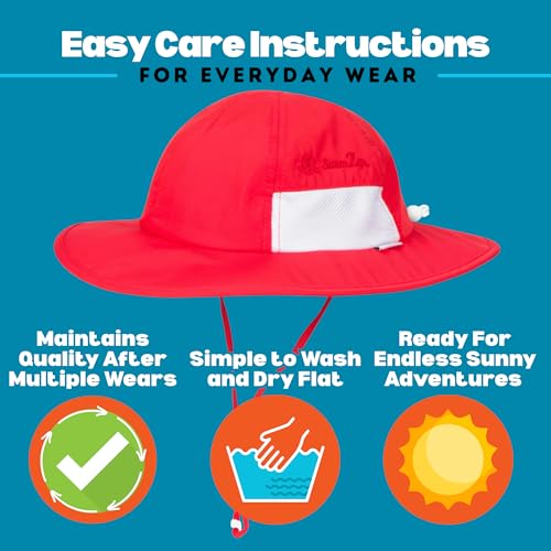 SwimZip UPF 50 Kids' Wide Brim Sun Hat, Sun Protection Hat - Baby & Toddler - color: Red, size: 6-24 Months