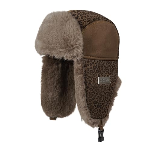 Croogo Faux Fur Trapper Hats with Ear Flaps Aviator Hat for Cold Weather Outdoor Ski Cap Black Ushanka Hat for Men Women - color: Pl2514-brown