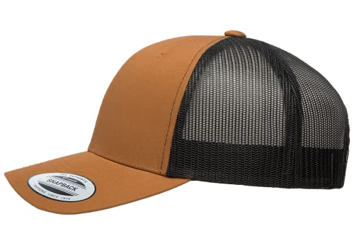 L2K Classics Plain Trucker Mesh Cap Baseball Cap - Mens Hats Trucker Hats for Men - color: Caramel/Black