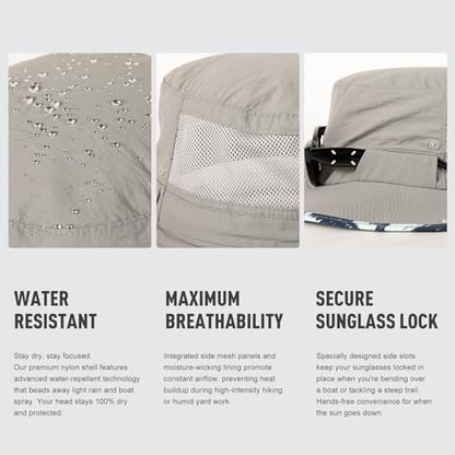TOP-EX Wide Brim Bucket Sun Hat for Men & Women, Quick-Dry Boonie Hat, Mesh - color: Light Gray/Sunset Peaks Mesh, size: X-Large-XX-Large