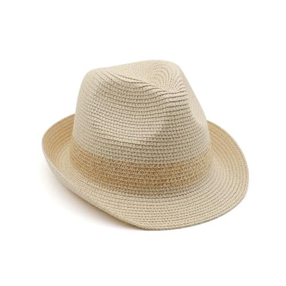 Straw Fedora Hat Panama Hats Mens Beach Hat Derby Hat Packable Trilby - color: Beige-natural, size: Medium