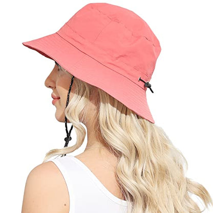 Packable Bucket Hat for Women Waterproof UV Protection Sun Hat - color: Watermelon