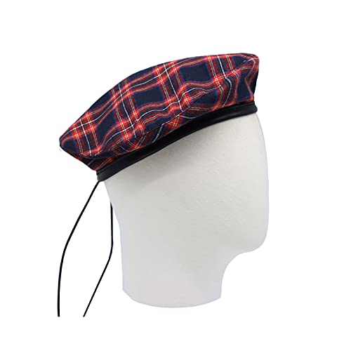 WITHMOONS Cotton Plaid Beret Hat Tartan Check French Beanie Cap YZF0083 - color: Navy