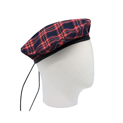 WITHMOONS Cotton Plaid Beret Hat Tartan Check French Beanie Cap YZF0083 - color: Navy