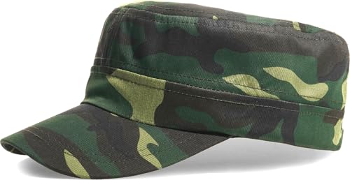Unisex Basic Cadet Army Caps Everyday Military Style Hat - color: Camo-green