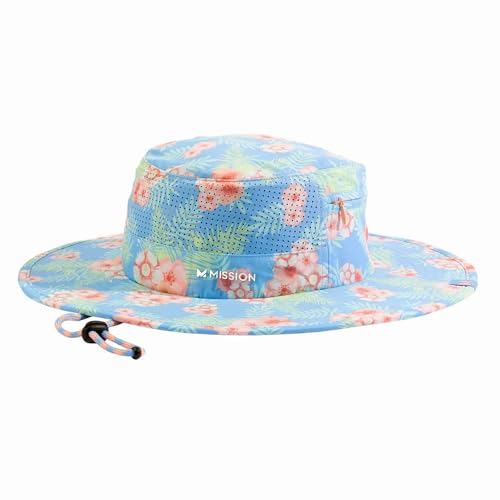 MISSION Cooling Anywhere Boonie Hat - Unisex Wide-Brim Hat for Men & Women - Cools Up to 2 Hours - UPF 50 Sun Protection - color: Junglebird Bluebell