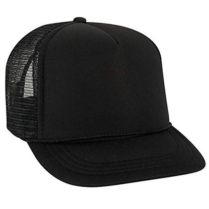 OTTO Polyester Foam Front Youth 5 Panel High Crown Trucker Hat - color: Black