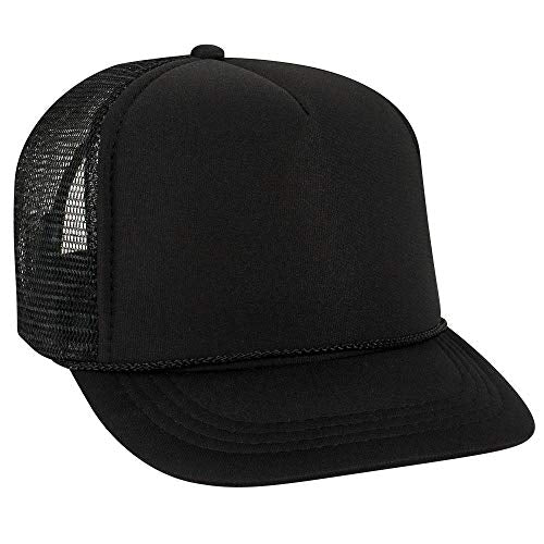 OTTO Polyester Foam Front Youth 5 Panel High Crown Trucker Hat - color: Black