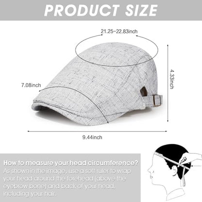 2Pcs Men's Newsboy Cap Cotton Flat Ivy Gatsby Driving Hat - color: Ym1-lightgrey+coffee