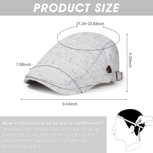 2Pcs Men's Newsboy Cap Cotton Flat Ivy Gatsby Driving Hat - color: Ym1-lightgrey+coffee