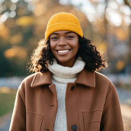 Croogo Beanie Docker Cap Rolled Cuff Brimless Hat Worker Sailor Skullcap - color: Ct49-yellow
