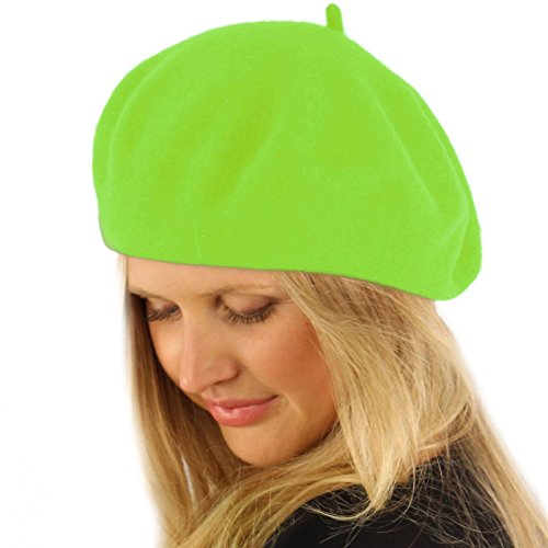 Classic Winter 100% Wool Warm French Art Basque Beret Tam Beanie Hat Cap - color: Lime