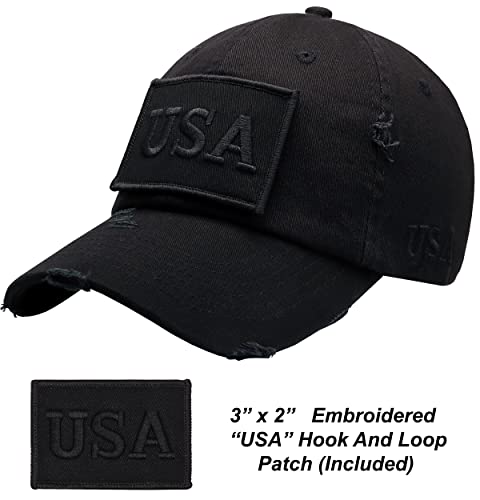 Antourage American Flag Unisex Baseball Hat for Men and Women | USA Flag Mesh Snapback Cap with 2 Patriotic Patches - color: (10.9) Black Color Flag