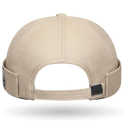 DIYDECAL Brimless Docker Cap,Skullcap Beanie, Retro Sailor Hat for Mens Womens - color: Beige