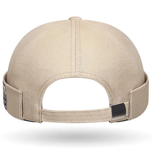DIYDECAL Brimless Docker Cap,Skullcap Beanie, Retro Sailor Hat for Mens Womens - color: Beige