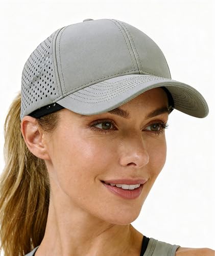 2 Pack Snapback Hats for Men Women Quick Dry Workouts Hat - color: Grey + Black
