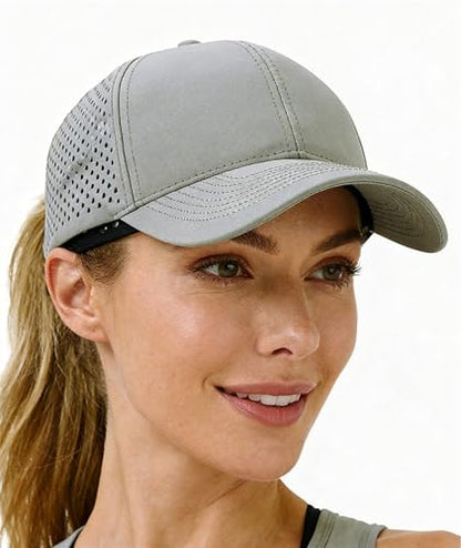 2 Pack Snapback Hats for Men Women Quick Dry Workouts Hat - color: Grey + Black