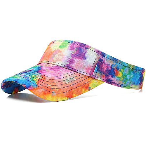 Sport Sun Visor Hats Cotton Ball Caps Empty Top Baseball Sun Cap for Men Women - color: Tie-dye Multicolor