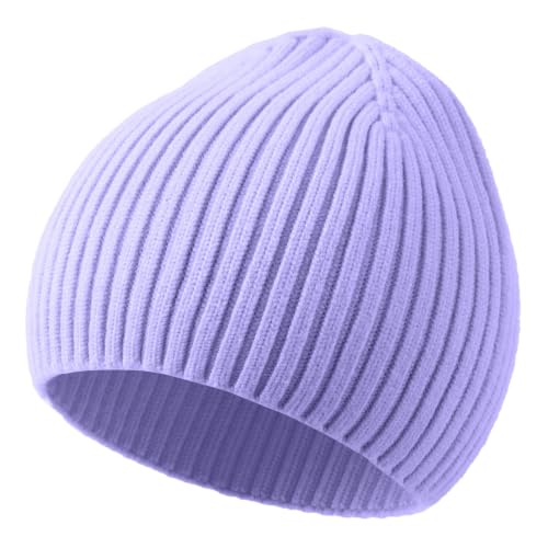 ROYBENS Wool Beanie for Men Women, Seamless Knit Warm Winter Hat Skull Caps - color: 1pcs-light Purple