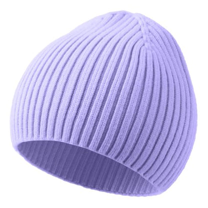ROYBENS Wool Beanie for Men Women, Seamless Knit Warm Winter Hat Skull Caps - color: 1pcs-light Purple