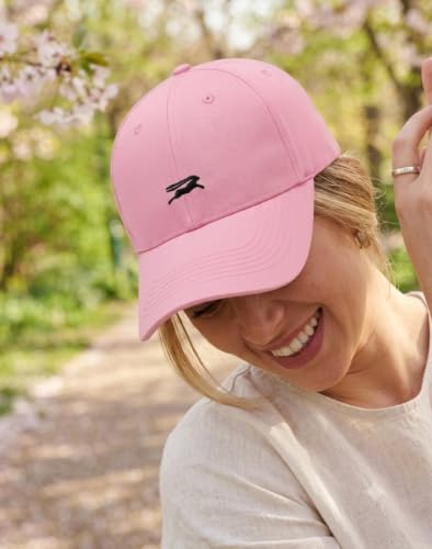 Wishper Studio Embroidered Baseball Cap for Women Men, Cotton Hat with Adjustable Velcro, Minimalist Animal Embroidery - color: Pink Rabbit