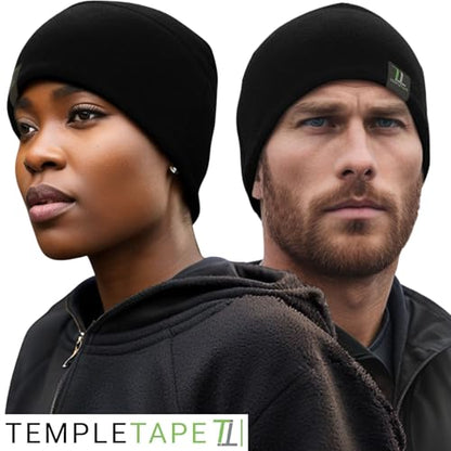 Temple Tape Tactical Fleece Watch Cap Beanie – Skull Cap Fleece Hat - Mens & Women - color: Black, size: One Size