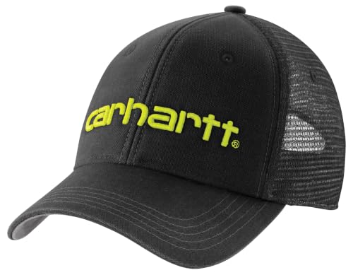 Carhartt Men's Canvas Mesh-Back Logo Graphic Cap - color: Black/Asphalt