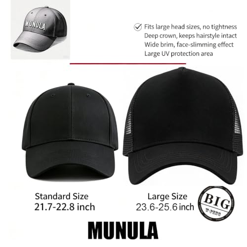 Oversize XXL Mesh Trucker Hat Big Head Hats for Men High Crown Baseball Cap Breathable Dad Hat Adjustable 23.6"-25.6" - color: Blue