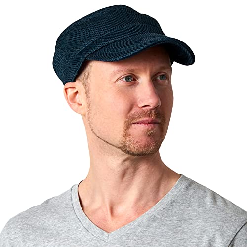 CHARM Mens Cadet Hat Kpop Caps - Womens Military Cadet Hat Korean Style Baseball Cap Mesh Fabric - color: Navy