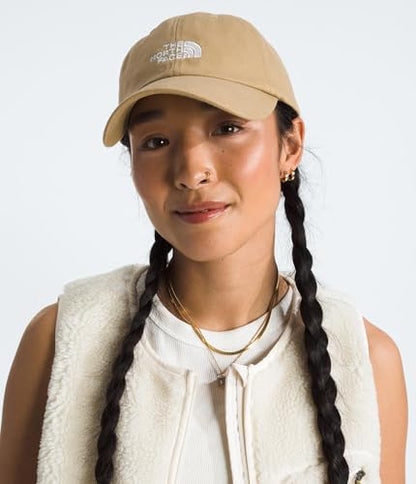 The North Face Norm Baseball Hat | Shallow Fit Ball Cap with Embroidered Logo, Adjustable Strap Closure & Silver Buckle - color: Khaki Stone