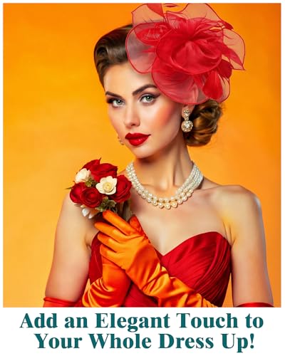 Hoteam 12 Pcs Fascinators Hats Tea Party Derby Headwear for Women - style: Organza Flower Headdress