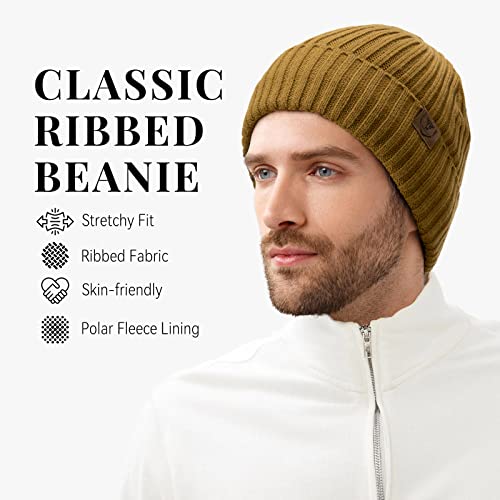 OZERO Winter Beanie for Men Women,Thermal Knit Soft Fleece Lined Hats - color: Brown