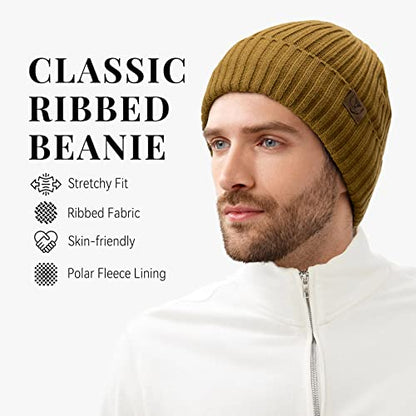 OZERO Winter Beanie for Men Women,Thermal Knit Soft Fleece Lined Hats - color: Brown