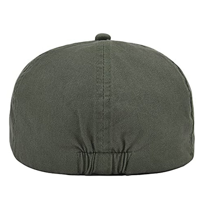 VOBOOM Cotton Washing Flat Cap Cabbie Hat Gatsby Ivy Irish Hunting Newsboy - color: Army Green
