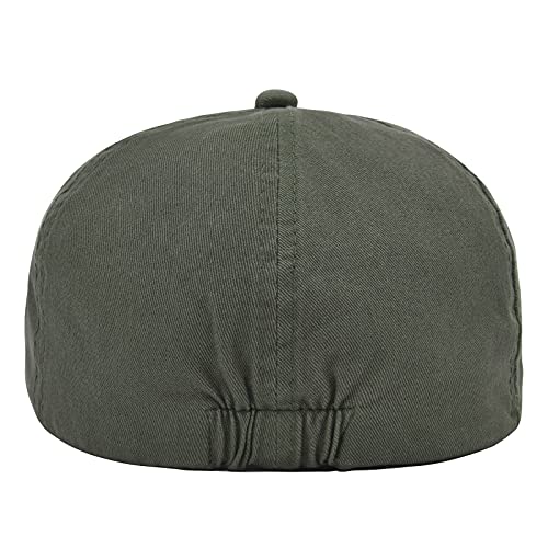 VOBOOM Cotton Washing Flat Cap Cabbie Hat Gatsby Ivy Irish Hunting Newsboy - color: Army Green