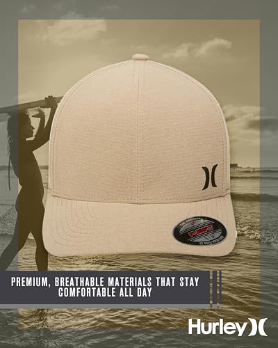 Hurley Men's Baseball Cap - Sweat-Wicking Fitted Baseball Hats for Men (S-XL) - color: Khaki/Black, size: Small-Medium