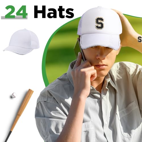 Suhine 24 Pcs Blank Trucker Hat Bulk,Unisex Baseball Cap - color: White