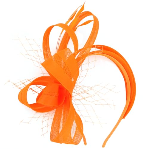 Fascinators Hats for Women, Fascinator Headband Tea Party Hat - color: Orange