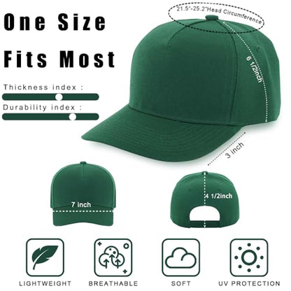 12 Pack Seamless Baseball Caps Wholesale Bulk - No Center Seam, DIY Friendly, Adjustable Breathable Lightweight for Men Women - color: Dark Green