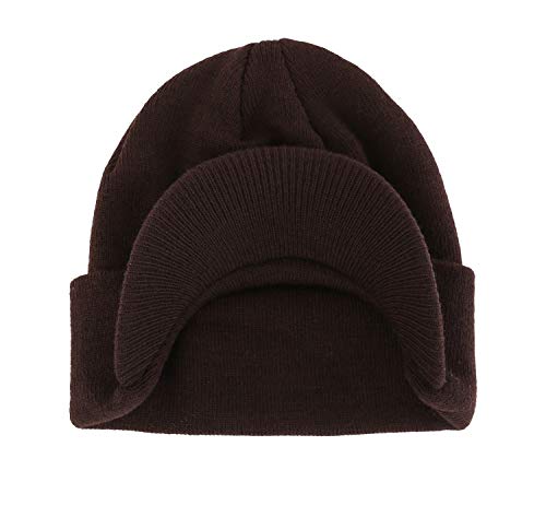 Home Prefer Men's Winter Beanie Hat with Brim Warm Double Knit Cuff Beanie Cap Watch Radar Hat - color: Espresso