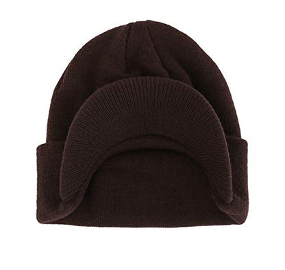 Home Prefer Men's Winter Beanie Hat with Brim Warm Double Knit Cuff Beanie Cap Watch Radar Hat - color: Espresso
