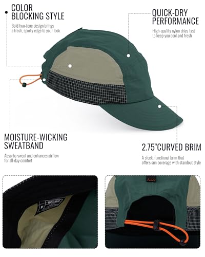 CLAPE Baseball Cap Quick Dry 5 Panel Trucker Hat Unstructured Dad Hat Sports Running Cap Low Profile Golf Hat Fitted Cap - color: Wbbc9-green