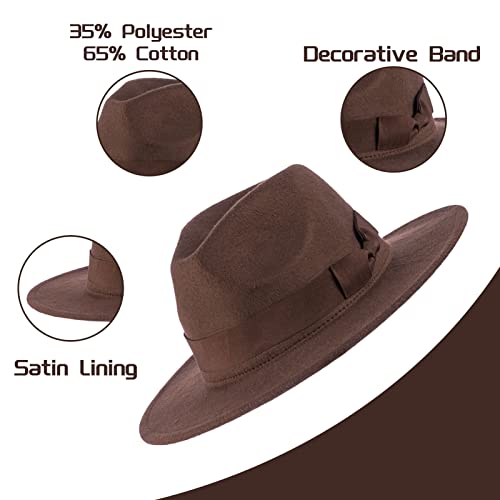 Wide Brim Felt Fedora Hat Halloween Cosplay Props Costume Accessory Panama Outback Hat for Men Women