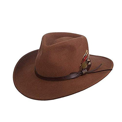 Scala - Outback Hat for Men, Wool Felt Sun Hat, Wide Brim UV Protection - color: Pecan, size: Large