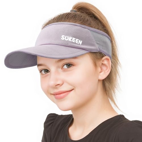 Sukeen Kids Sun Visor Hats for Girls Boys,Lightweight Sports Hat UPF50+ Sun Hat Cooling Headwear Visor for Running Outdoors - color: Light Purple