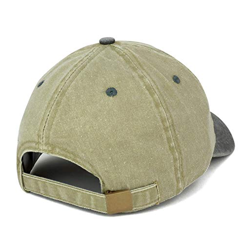 Trendy Apparel Shop Orange Patch Pigment Dyed Washed Two Tone Baseball Cap - color: Khaki Black