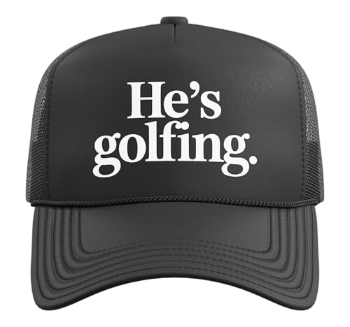 He's Golfing Trucker Hat with Adjustable Mesh Back - color: Black