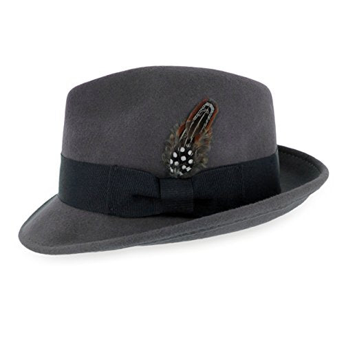 Hats in the Belfry Trilby Men/Women Snap Brim Vintage Dress Fedora Hat 100% Wool - color: Grey, size: Small