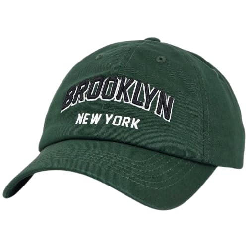 E BY ELIDAN Brooklyn New York Baseball Cap, Embroidered Dad Hat - color: Dark Green